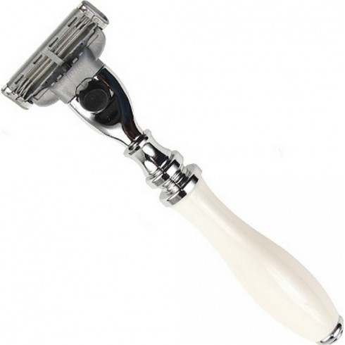 photo de Rasoir PARKER 111WM Mach3 manche blanc résine photo de Rasoir PARKER 111WM Mach3 manche blanc résine