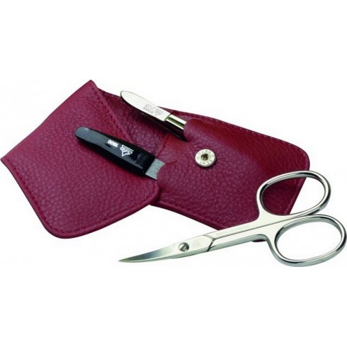 photo de Etui manucre cuir rouge avec ciseaux+lime+pince à épiler acier de Solingen ERBE photo de Etui manucre cuir rouge avec ciseaux+lime+pince à épiler acier de Solingen ERBE