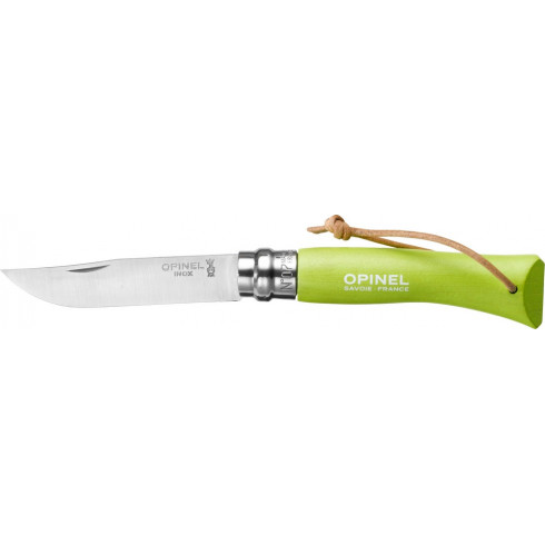 couteau-opinel-baroudeur-n7-lien-cuir-vert-pomme couteau-opinel-baroudeur-n7-lien-cuir-vert-pomme