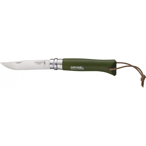 couteau-opinel-baroudeur-n8-lien-cuir-kaki couteau-opinel-baroudeur-n8-lien-cuir-kaki