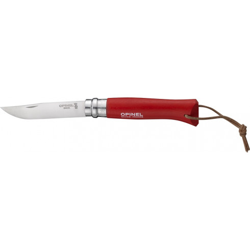 couteau-opinel-baroudeur-n8-lien-cuir-rouge couteau-opinel-baroudeur-n8-lien-cuir-rouge
