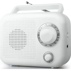 radio-analogique-blanche-tuner-am-fm-pile-secteur-new-one