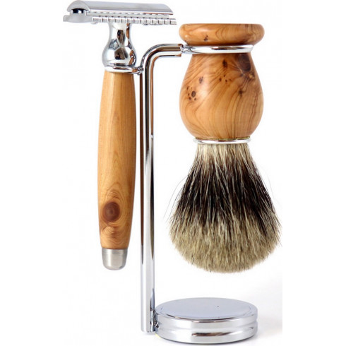 Set de rasage Bois de Cade,Blaireau Pure Badger Gris,ras. sécu GENTLEMAN BARBIER Set de rasage Bois de Cade,Blaireau Pure Badger Gris,ras. sécu GENTLEMAN BARBIER