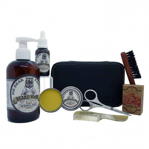 Trousse cuir grd modèle barbier 7 produits, shampoing&huile&cire&ciseaux LORDSON
