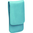 photo de Etui manucre cuir bleu pâle, ciseaux, lime, pince à épiler acier Solingen ERBE
