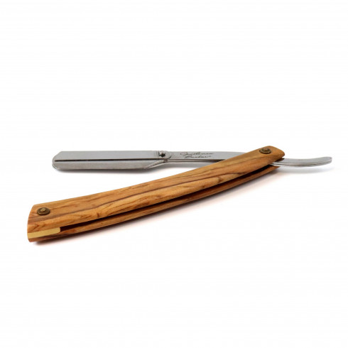 Shavette, rasoir droit à manche en bois d'Olivier, lame interchangeable Gentleman Barbier Shavette, rasoir droit à manche en bois d'Olivier, lame interchangeable Gentleman Barbier