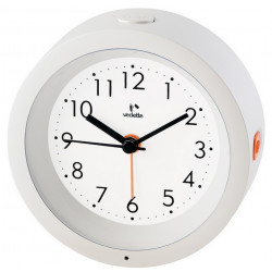 -Réveil quartz blanc fonctionnel, trotteuse silencieuse VEDETTE.
