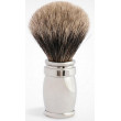 Blaireau PLISSON pur poil gris Européen T12, manche laiton & Palladium "miroir"
