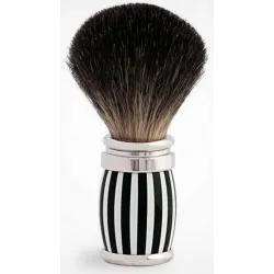 Blaireau PLISSON pur poil gris de Russie T12, manche fût Néo noir&blanc & Palla