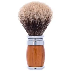 Blaireau PLISSON pur poil gris Européen, Taille 12, manche Olivier & Palladium