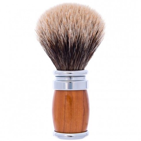 Blaireau PLISSON pur poil gris Européen, Taille 12, manche Olivier & Palladium Blaireau PLISSON pur poil gris Européen, Taille 12, manche Olivier & Palladium