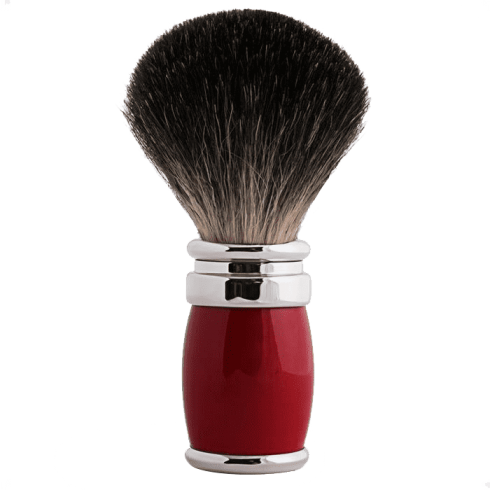 Blaireau PLISSON pur poil gris de Russie T12, manche laque rouge & chrome Blaireau PLISSON pur poil gris de Russie T12, manche laque rouge & chrome