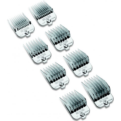 photo de Set de 8 sabots de tondeuse PRO magnétiques de 10 à 32 mm ANDIS pour AGR/AGC/MBG2/BGC2/1245 photo de Set de 8 sabots de tondeuse PRO magnétiques de 10 à 32 mm ANDIS pour AGR/AGC/MBG2/BGC2/1245