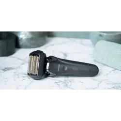 Rasoir électrique PANASONIC  ES-LS6A, rechargeable, 6 lames, Wet & Dry, tête multiflex, noir, puissant moteur linéaire