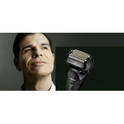 Rasoir électrique PANASONIC  ES-LS9A, rechargeable, 6 lames, noir, puissant moteur linéaire, Wet & Dry + station de nettoyage