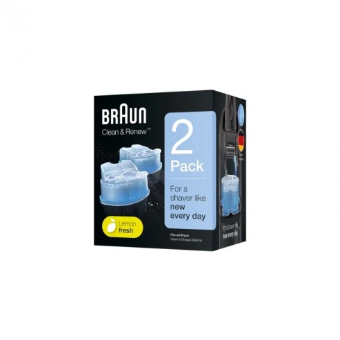 photo de Braun CCR2 Clean & Renew pack de 2 cartouches liquide nettoyant pour bloc chargeur nettoyeur de rasoir électrique Braun