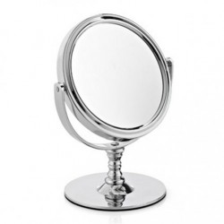 Miroir grossissant, X5, sur pied, miroir maquillage, de rasage, argent chromé diamètre 13 cm