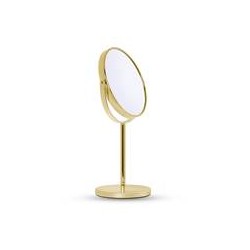 Miroir grossisant, X10, sur pied, miroir maquillage, de rasage, doré diamètre 17.5 cm