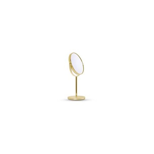 Miroir grossisant, X10, sur pied, miroir maquillage, de rasage, doré diamètre 17.5 cm