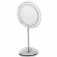 Miroir grossissant, X10, sur pied, miroir maquillage, de rasage, lumineux, argent chrome diamètre 19 cm