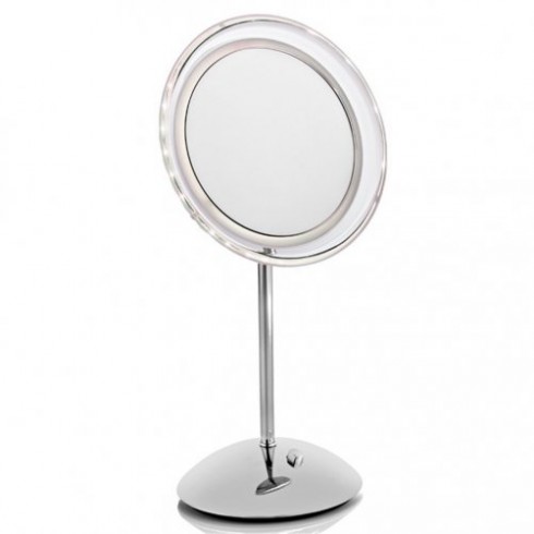 miroir-sur-pied-lumineux-argent-chrome-timer-x10-d-19-cm