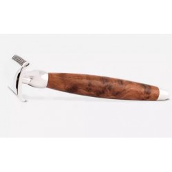 Rasoir de Sécurité JORIS, rasoir de sureté loupe de tuya palladium, rasoir dentelé à peigne ouvert J13932.T