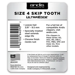 Tête de coupe 9.5mm N°4 dents espacées ANDIS, tête de coupe TC64090 pour tondeuse PRO AGC/AGR/BGC/MBG/SMC