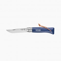 Couteau OPINEL Baroudeur N°8 lien cuir, Bleu foncé, inox