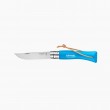 Couteau OPINEL Baroudeur N°7 lien cuir, Cyan, inox