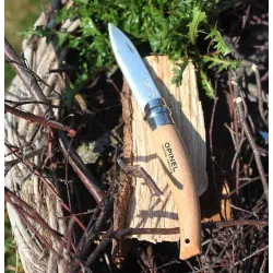 Couteau OPINEL de Jardin N°8 manche hêtre naturel, lame inoxydable