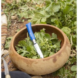 Couteau mon 1er opinel lame arrondie naturel manche bleu