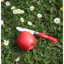 Couteau mon 1er opinel lame arrondie naturel manche rouge