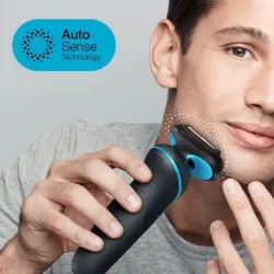 Rasoir Braun rechargeable Séries 5 51-M1200s, Wet & Dry,  Bleu & Noir, tondeuse précision