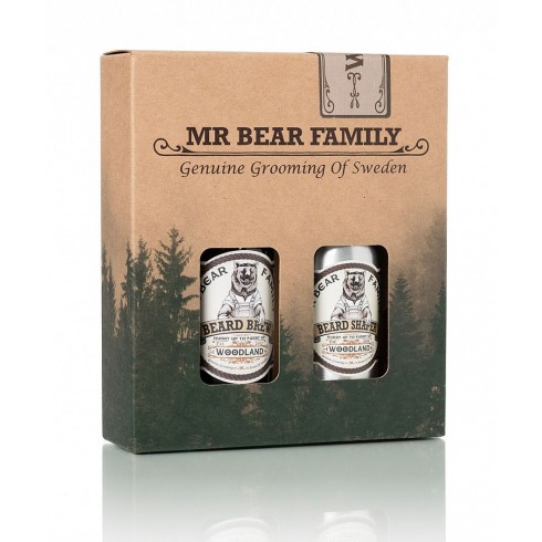 Coffret soin barbe MR BEAR FAMILY baume et huile à barbe woodland 50ml