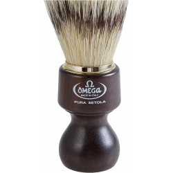 Blaireau de rasage Omega, soie naturelle, manche bois d'ovangkol