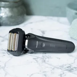 Rasoir électrique PANASONIC  ES-LS6A, rechargeable, 6 lames, Wet & Dry, tête multiflex, noir, puissant moteur linéaire