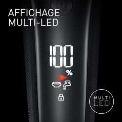 Rasoir électrique PANASONIC  ES-LS9A, rechargeable, 6 lames, noir, puissant moteur linéaire, Wet & Dry + station de nettoyage