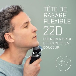 Rasoir électrique PANASONIC  ES-LS9A, rechargeable, 6 lames, noir, puissant moteur linéaire, Wet & Dry + station de nettoyage