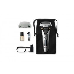 Rasoir électrique Panasonic Es-LV69, rechargeable, gris, Wet &Dry, 5 lames, moteur linéaire, détecteur densité de barbe