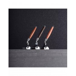 Rasoir mach 3 PLISSON-JORIS J13942.MC, à manche en bois de rose et laiton chromé