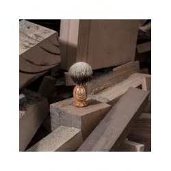 Blaireau pur poil blanc Haute Montagne, manche en bois d'Olivier PLISSON taille 16