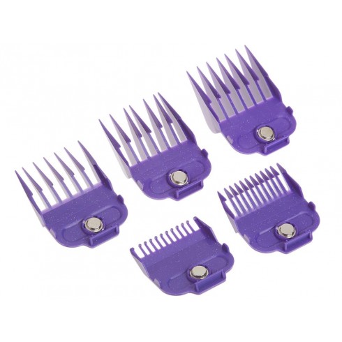 JJeu de 4 peignes magnétiques 1.5, 3, 6, 10 et 13 mm pour tondeuse de coupe ANDIS Master JJeu de 4 peignes magnétiques 1.5, 3, 6, 10 et 13 mm pour tondeuse de coupe ANDIS Master