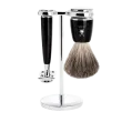 Ensemble de rasage sécurité MÜHLE RYTMO 3 pièces blaireau résine noire pur poil noir