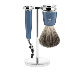 Ensemble de rasage Gillette Mach3 MÜHLE RYTMO 3 pièces blaireau résine pétrole pur poil noir