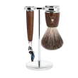 Ensemble de rasage Gillette Fusion MÜHLE RYTMO 3 pièces blaireau frêne étuvé pur poil noir