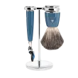 Ensemble de rasage Gillette Fusion MÜHLE RYTMO 3 pièces blaireau résine pétrole pur poil noir