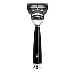 Ensemble de rasage Gillette Fusion MÜHLE RYTMO 3 pièces blaireau résine noire pur poil noir