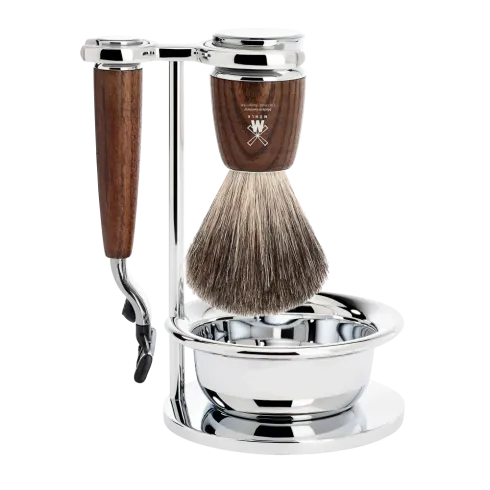 Set de rasage Gillette M3 MÜHLE RYTMO 4 p bol,blaireau frêne poil noir