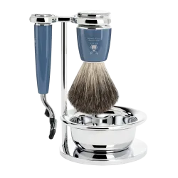 Ensemble de rasage Gillette Mach3 MÜHLE RYTMO 4 pièces bol, blaireau résine pétrole pur poil noir