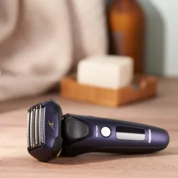 Rasoir électrique Panasonic Es-LV67, rechargeable, gris, Wet &Dry, 5 lames, moteur linéaire, détecteur densité de barbe